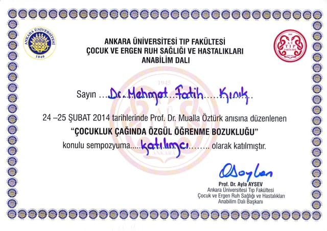 Uzm. Dr. Mehmet Fatih Kınık